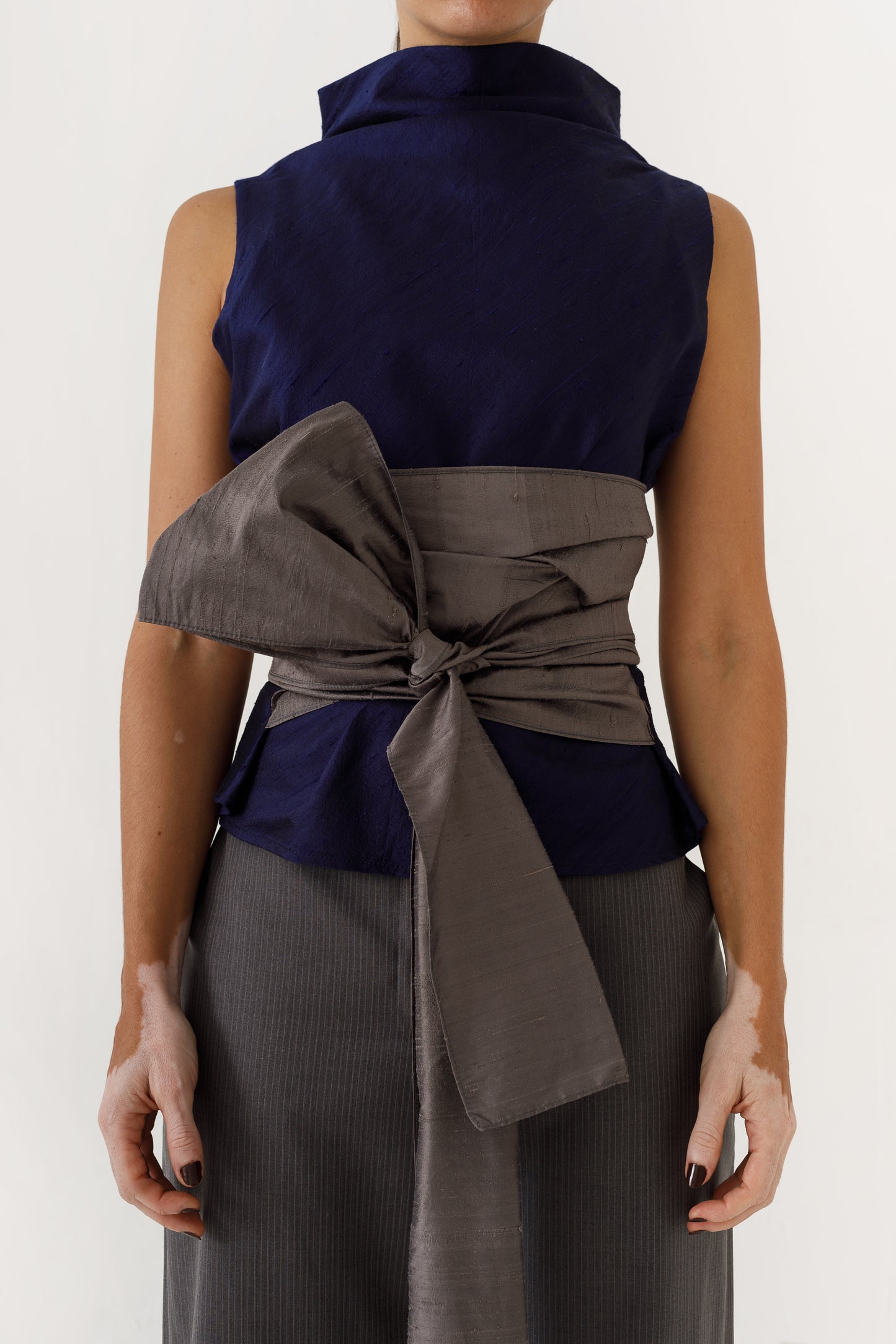 Ella Top - Silver Navy