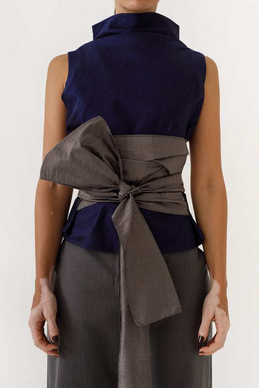 Ella Top - Silver Navy