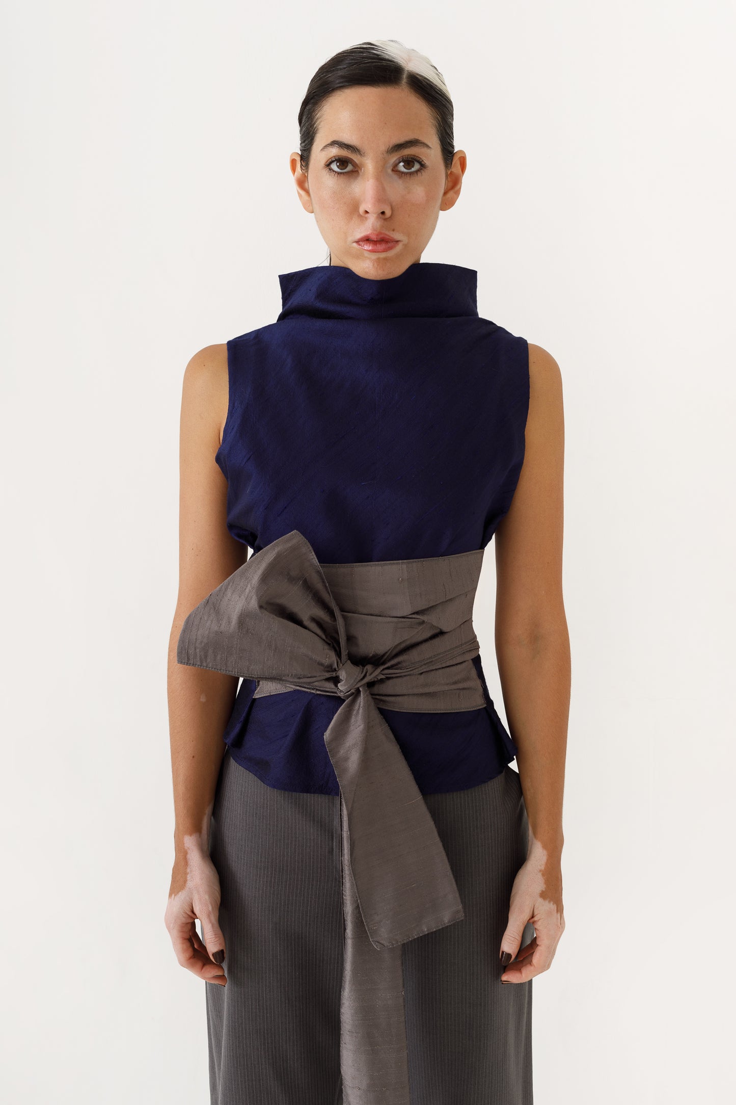 Ella Top - Silver Navy