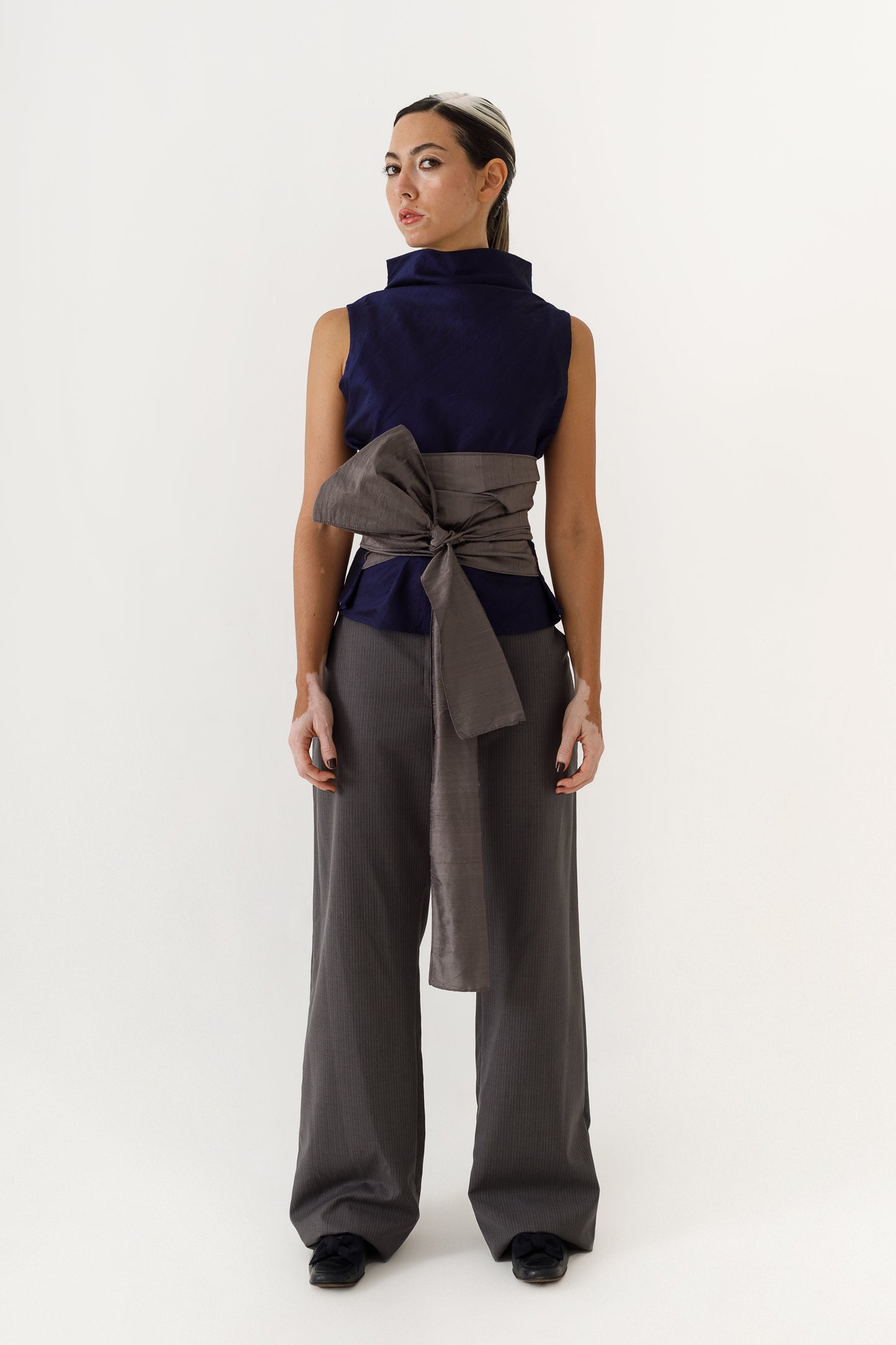 Ella Top - Silver Navy