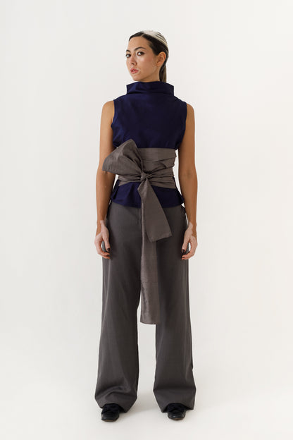 Ella Top - Silver Navy