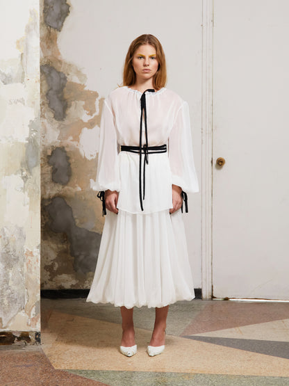 Globo Chiffon Skirt - White