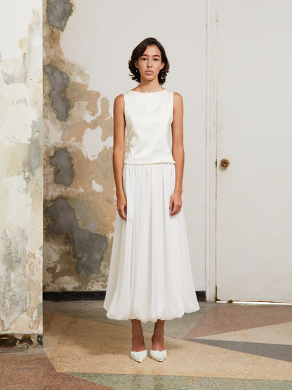 Globo Chiffon Skirt - White